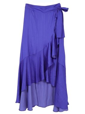 Maeve Anthropologie Purple Wrap Maxi Skirt Asymmetrical Tie Waist XXSP